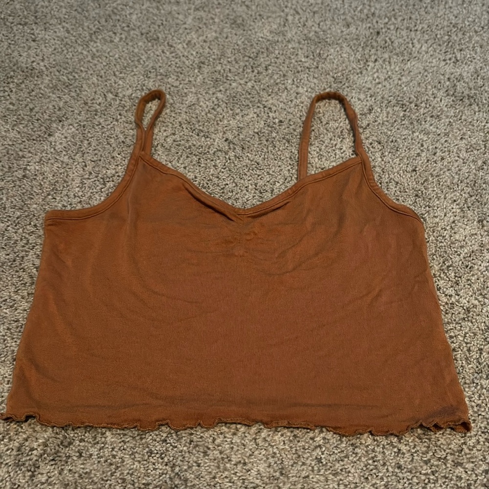 Pacsun brown cropped tight tank (size small)
